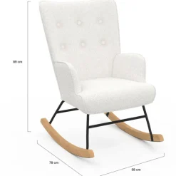 Fauteuil scandinave en tissu à bascule bouclette beige