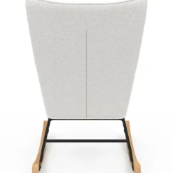 Fauteuil scandinave en tissu à bascule bouclette beige