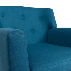 Fauteuil scandinave en tissu bleu canard