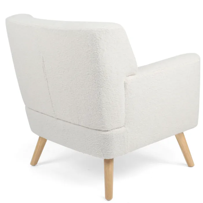 Fauteuil scandinave en tissu bouclette blanc
