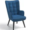 Fauteuil scandinave en velours bleu