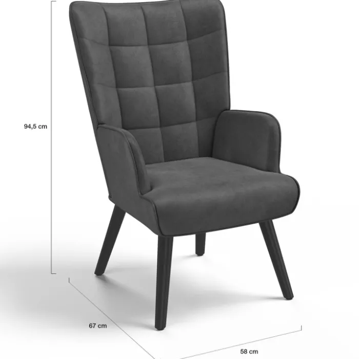 Fauteuil scandinave en velours gris