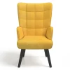 Fauteuil scandinave en velours jaune moutarde