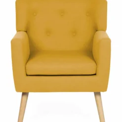 Fauteuil scandinave jaune moutarde