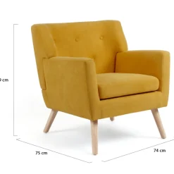 Fauteuil scandinave jaune moutarde