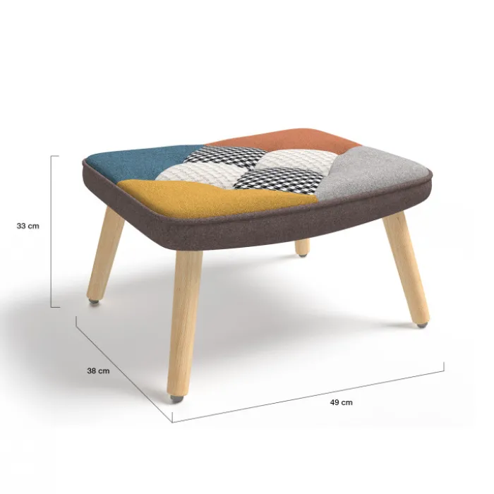 Fauteuil scandinave multicolore avec repose pieds
