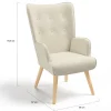 Fauteuil scandinave tissu beige