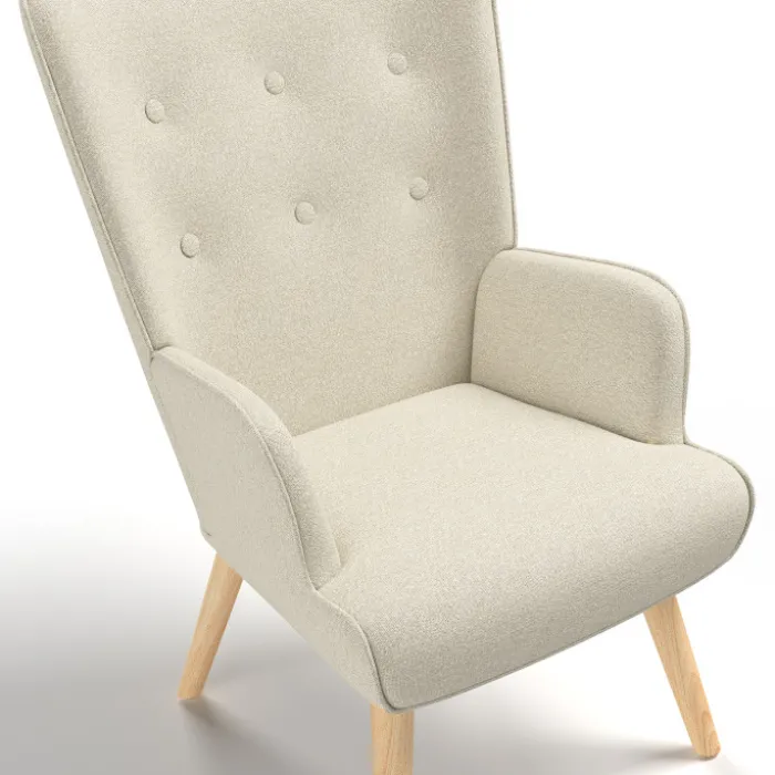 Fauteuil scandinave tissu beige