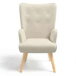 Fauteuil scandinave tissu beige