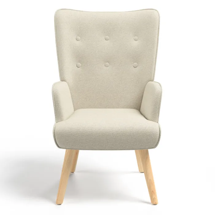 Fauteuil scandinave tissu beige
