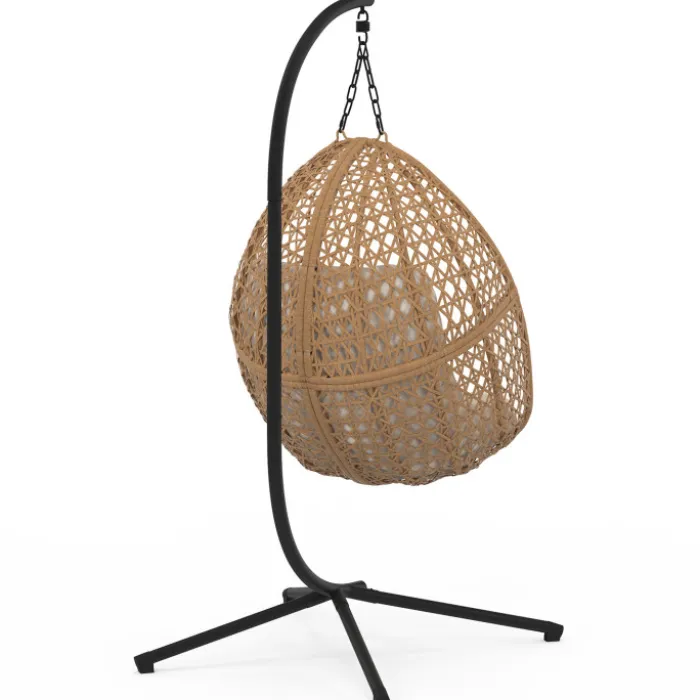 Fauteuil suspendu effet rotin avec coussin écru