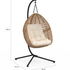 Fauteuil suspendu effet rotin avec coussin écru