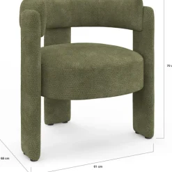 Fauteuil tripode tissu chenille vert