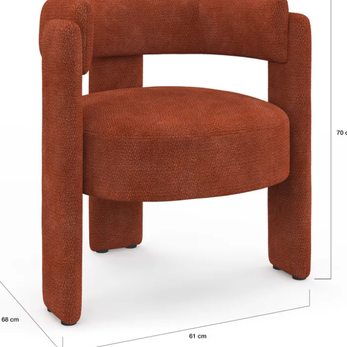 Fauteuil tripode tissu chenille terracotta