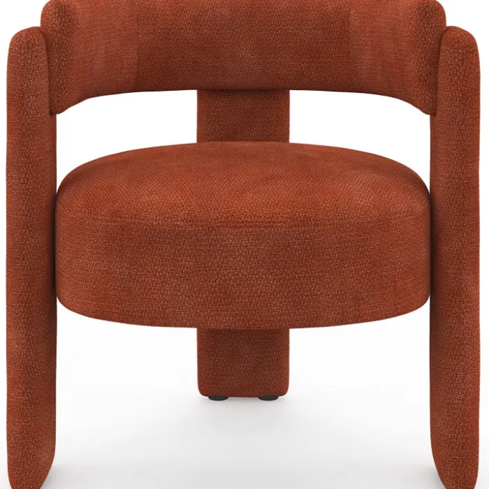 Fauteuil tripode tissu chenille terracotta