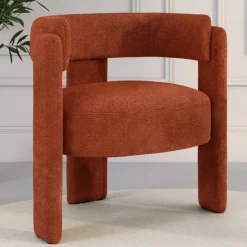 Fauteuil tripode tissu chenille terracotta