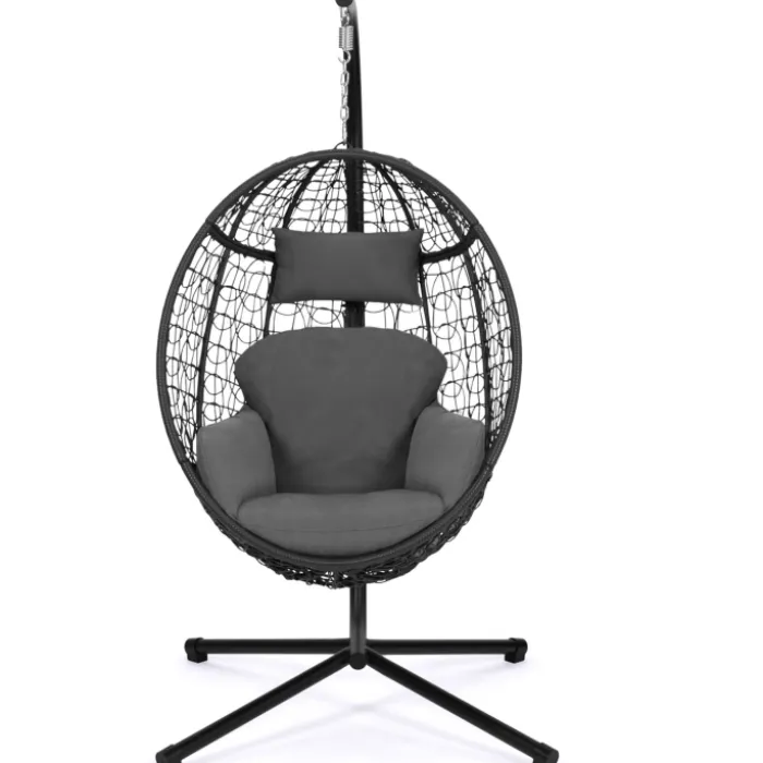 Fauteuil œuf suspendu avec coussins gris
