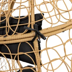Fauteuil œuf suspendu effet rotin avec coussins noir