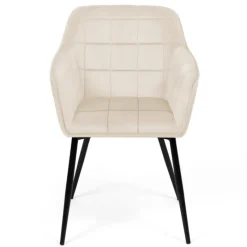 Fauteuils de table en velours beige
