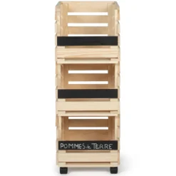 Garde-manger empilable en bois à roulettes