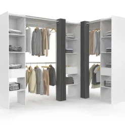 Grand dressing d’angle extensible 230x140x180 cm blanc