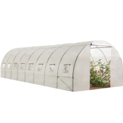 Grande serre de jardin blanche avec 8 fenêtres