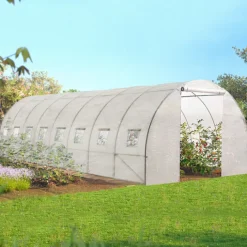 Grande serre de jardin blanche avec 8 fenêtres