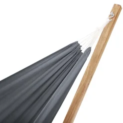 Hamac gris anthracite en toile avec support bois