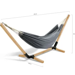 Hamac gris anthracite en toile avec support bois