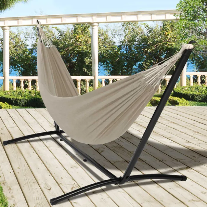 Hamac taupe avec support métal