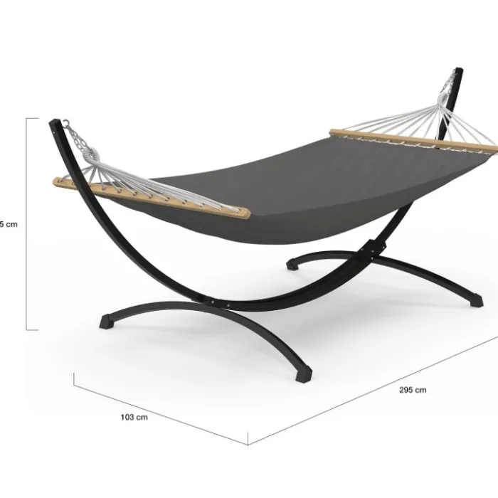 Hamac XL avec support métal noir et toile gris anthracite