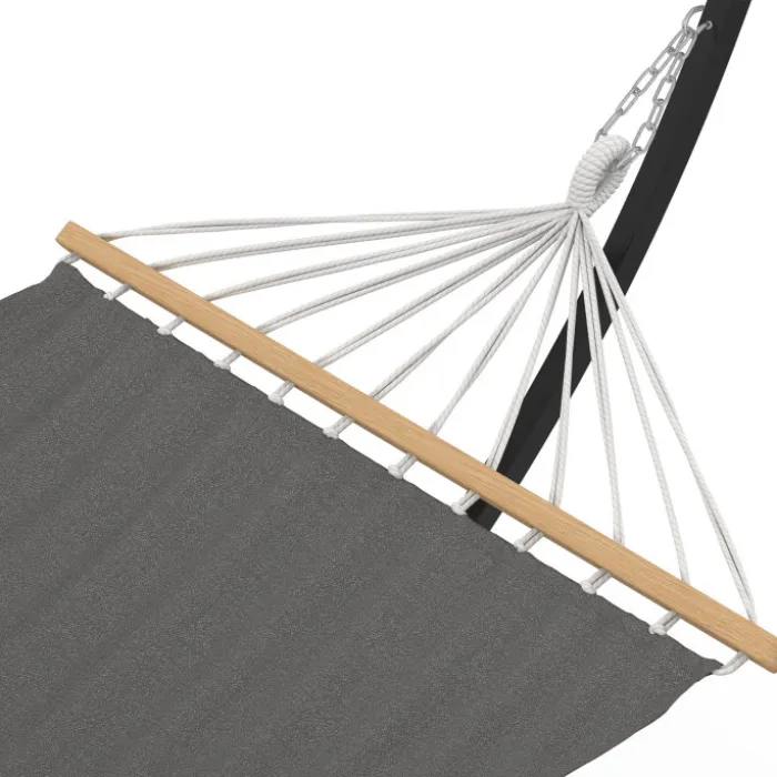 Hamac XL avec support métal noir et toile gris anthracite