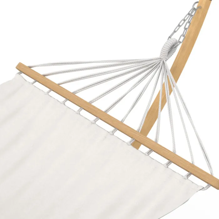 Hamac XL avec support métal effet bois et toile écrue