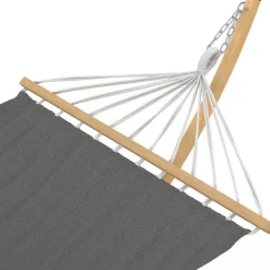 Hamac XL avec support métal effet bois et toile grise