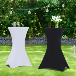 Housses blanches pour table haute de réception