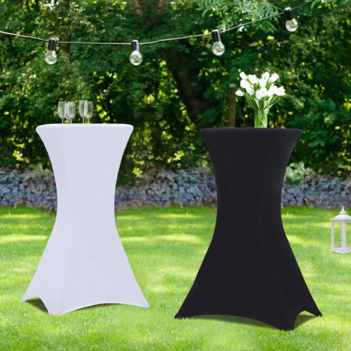 Housses blanches pour table haute de réception