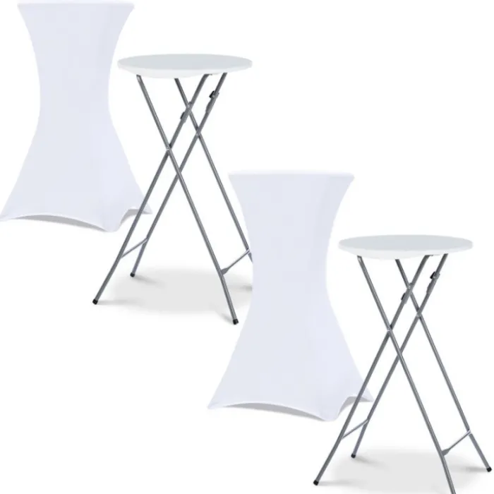 Housses blanches pour table haute de réception