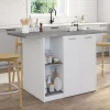Ilot central 140 cm 4 personnes bois blanc avec plan de travail effet béton
