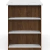 Ilot central 120 cm bois foncé effet noyer avec plan de travail effet marbre
