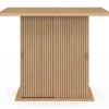 Ilot central 4 personnes 110 cm pied central avec rangement effet lattes tasseau de bois