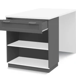 Ilot central blanc et gris 130 cm pour 4 personnes