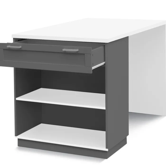 Ilot central blanc et gris 130 cm pour 4 personnes
