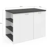 Ilot central bois blanc plan de travail gris anthracite
