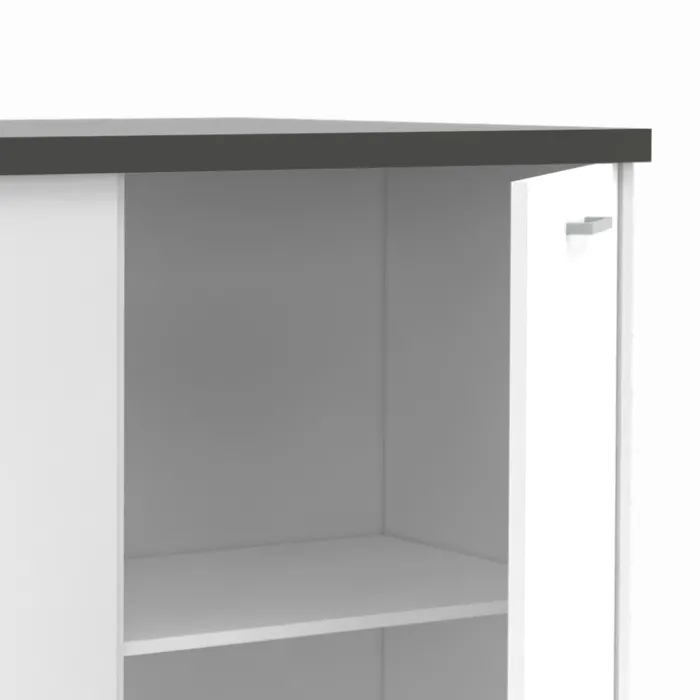 Ilot central bois blanc plan de travail gris anthracite