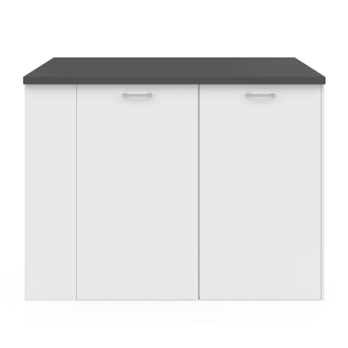 Ilot central bois blanc plan de travail gris anthracite