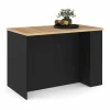 Ilot central bois noir avec plan de travail façon hêtre 120 cm