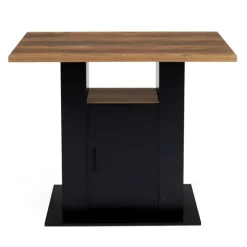 Ilot central bois noir et effet bois foncé 110 cm avec rangements