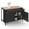 Ilot central cuisine bois et noir 120 cm