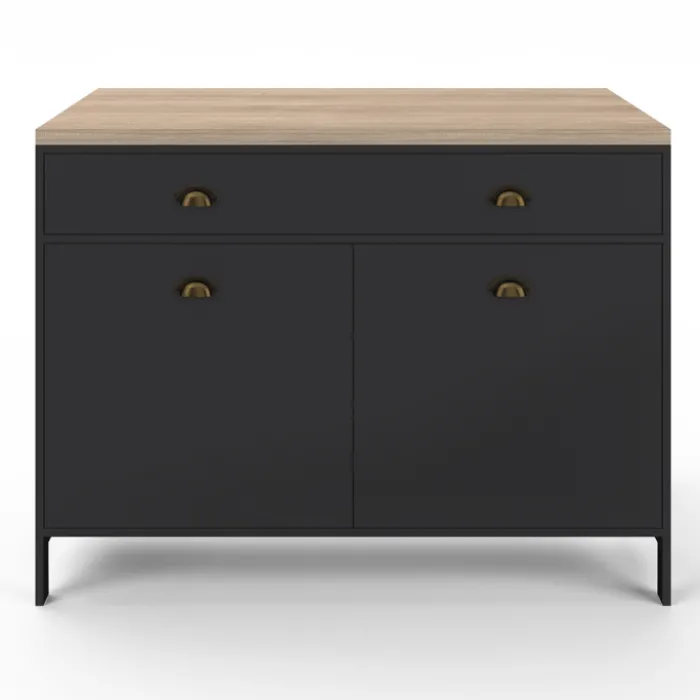 Ilot central cuisine bois et noir 120 cm