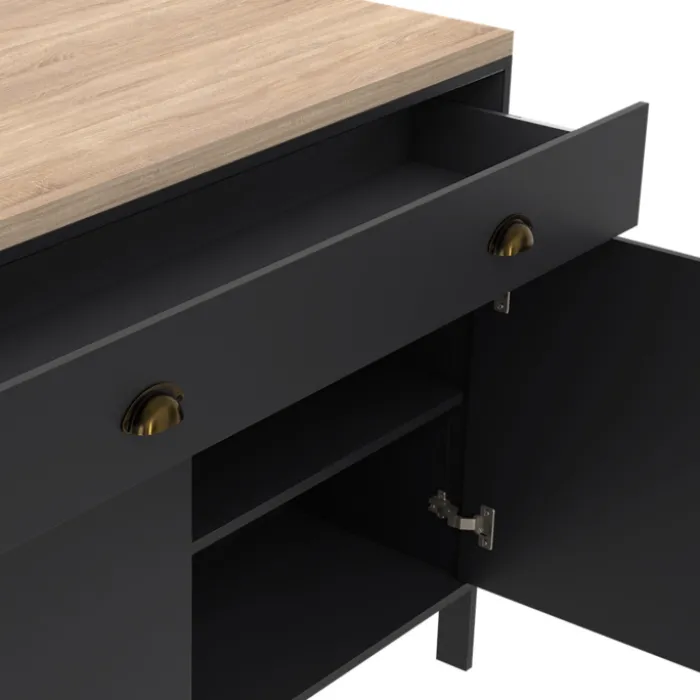 Ilot central cuisine bois et noir 120 cm